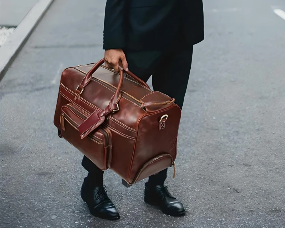 leather travel carry on bag