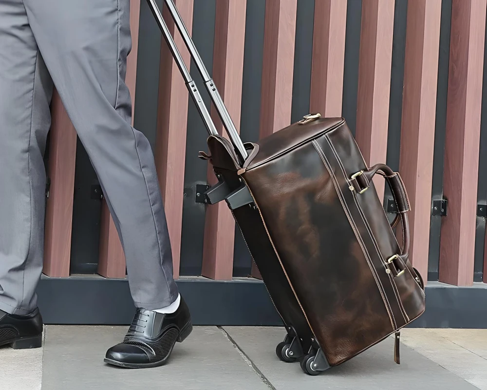 leather travel carry on bag