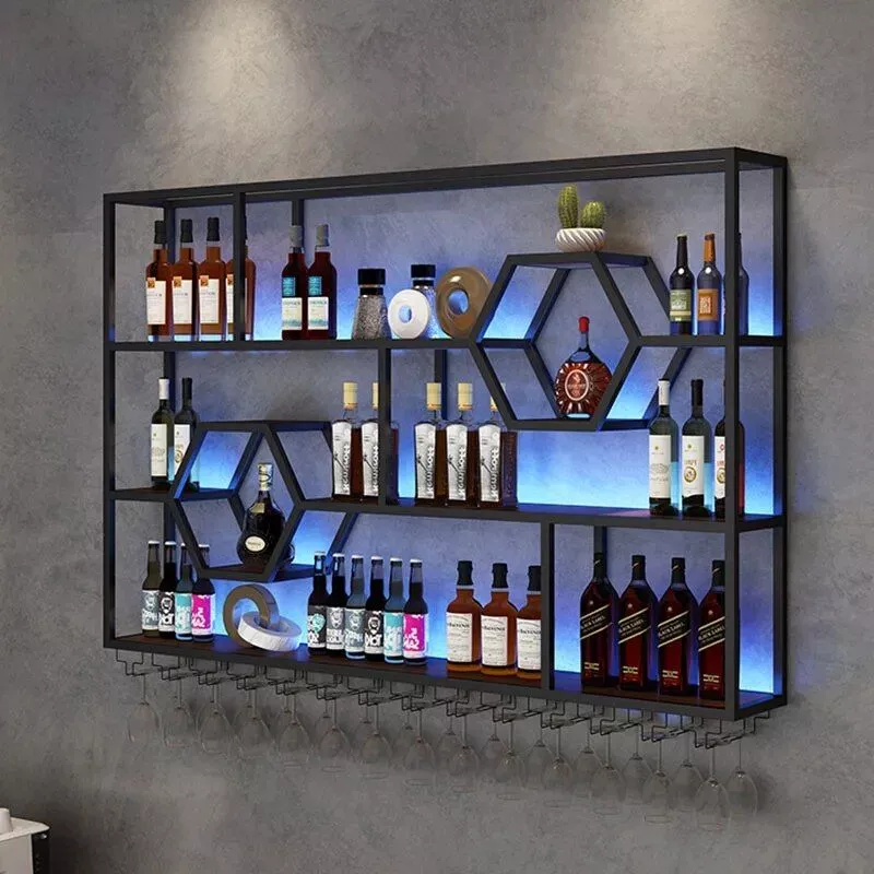 Illuminated wine cabinet in luxury dining room